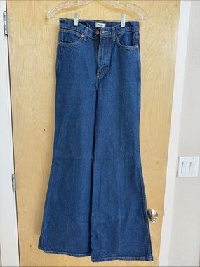 Wrangler Women's Deep Blue High-Rise Wide Leg Bell Bottom Jeans W26 L34